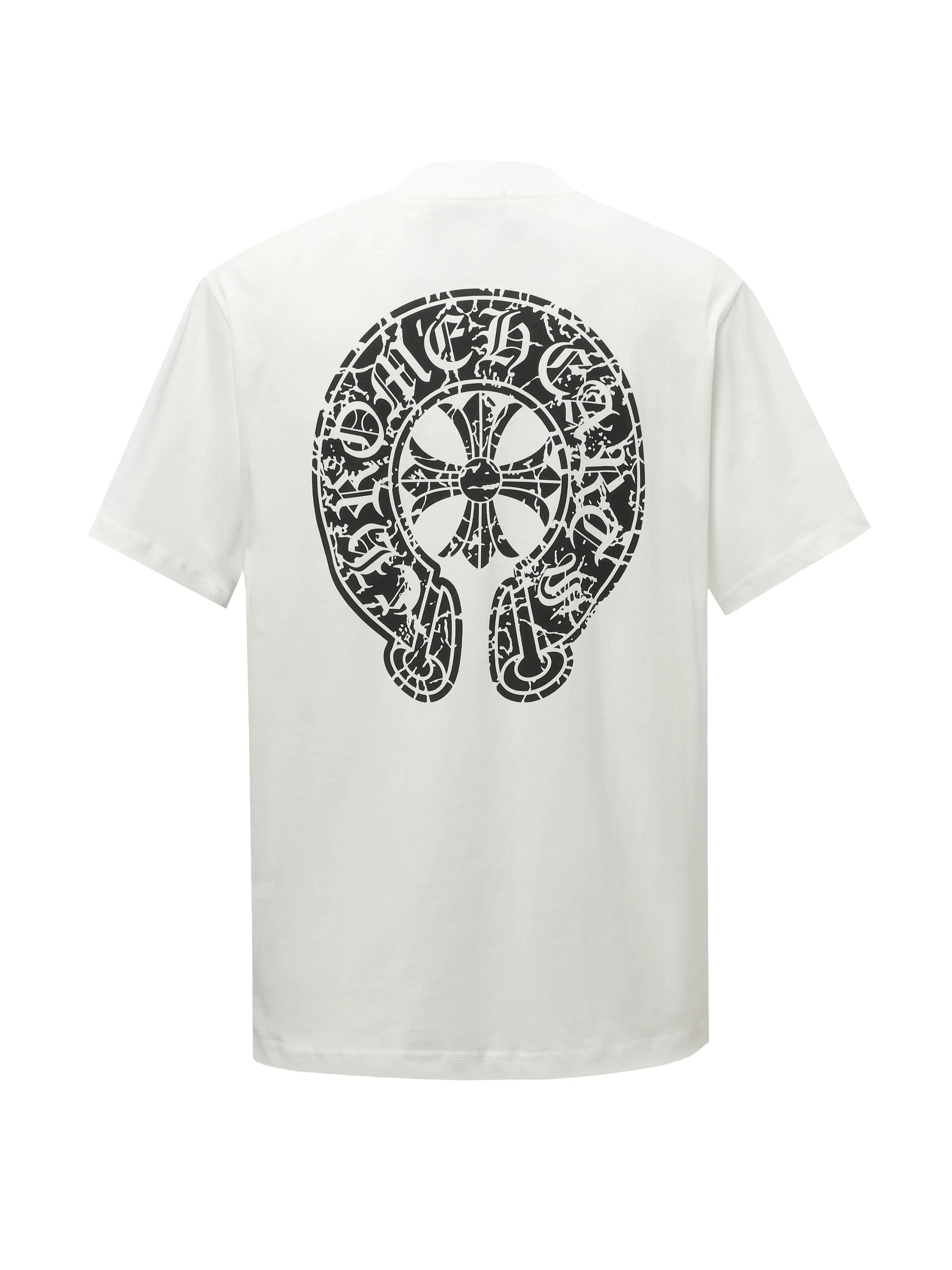 🅿️170 CHROME HEARTS/Chrome Heart CH Sanskrit printed short-sleeved T-shirt The fabric is made of 280g heavy combed cotton, customized with 32 count 1*1 threads, and washed twice for ready-to-wear. The fabric is comfortable and skin-friendly without any strange feeling. Custom-dyed fabric, with high textile density, good drape, and not easy to deform. The thick texture and tight spinning process will not affect the breathability of the fabric. The color saturation is very high. Imported digital direct-injection printing technology. A versatile and good-looking short-sleeve. The loose version covers the flesh and makes you look slimmer. It is the same style for men and women. It has three complete standards. Color: Black-White Size: XS-L